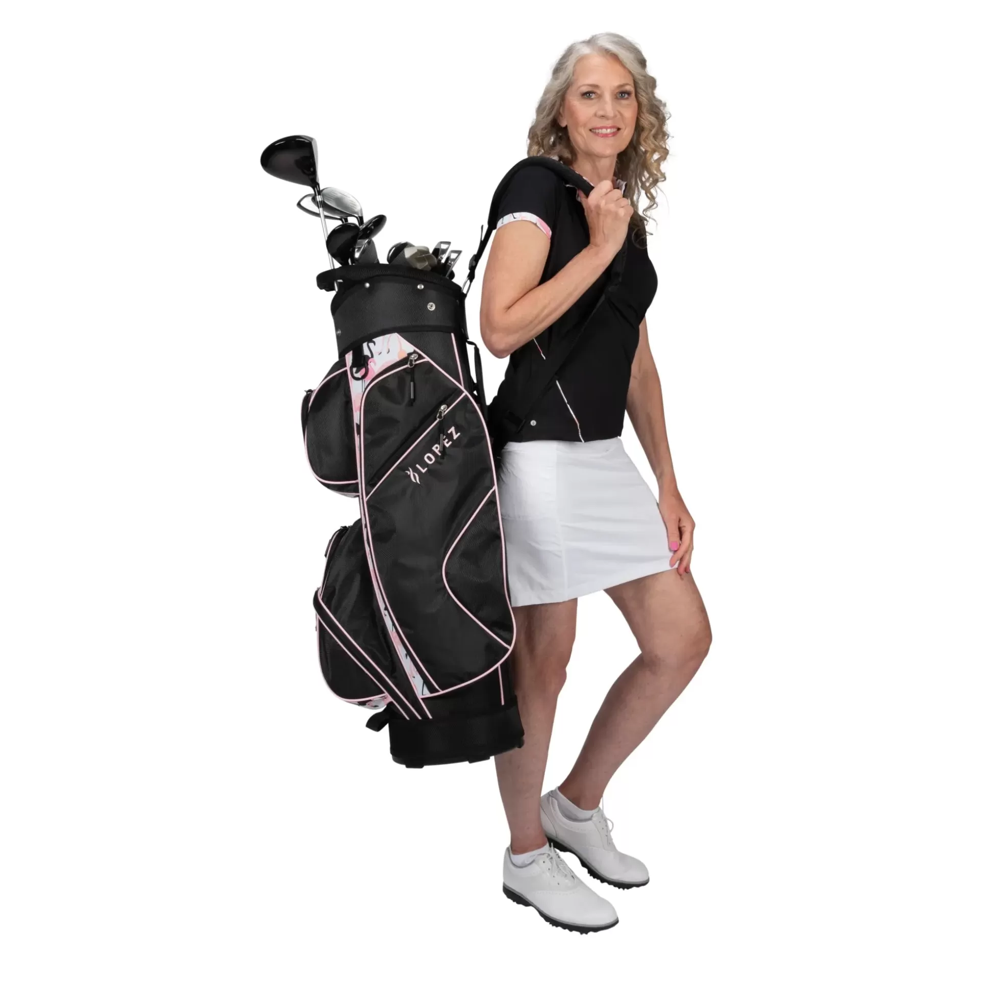 GOLF CLUB PACKAGE SETS^Nancy Lopez Ashley 18-Piece Cart Bag Package Set Flamingo