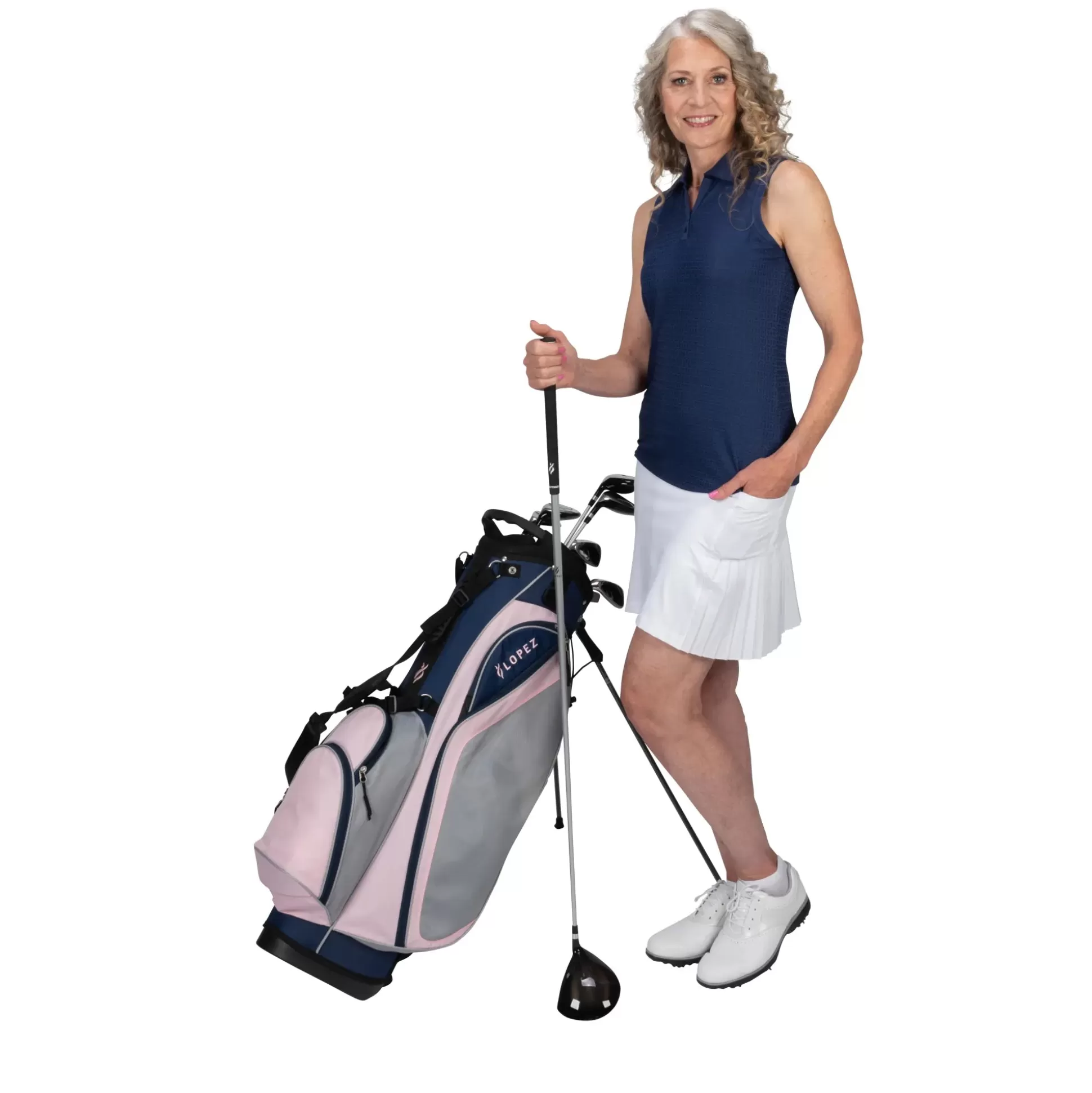 GOLF CLUB PACKAGE SETS^Nancy Lopez Ashley 18-Piece Stand Bag Package Set Navy/Blush