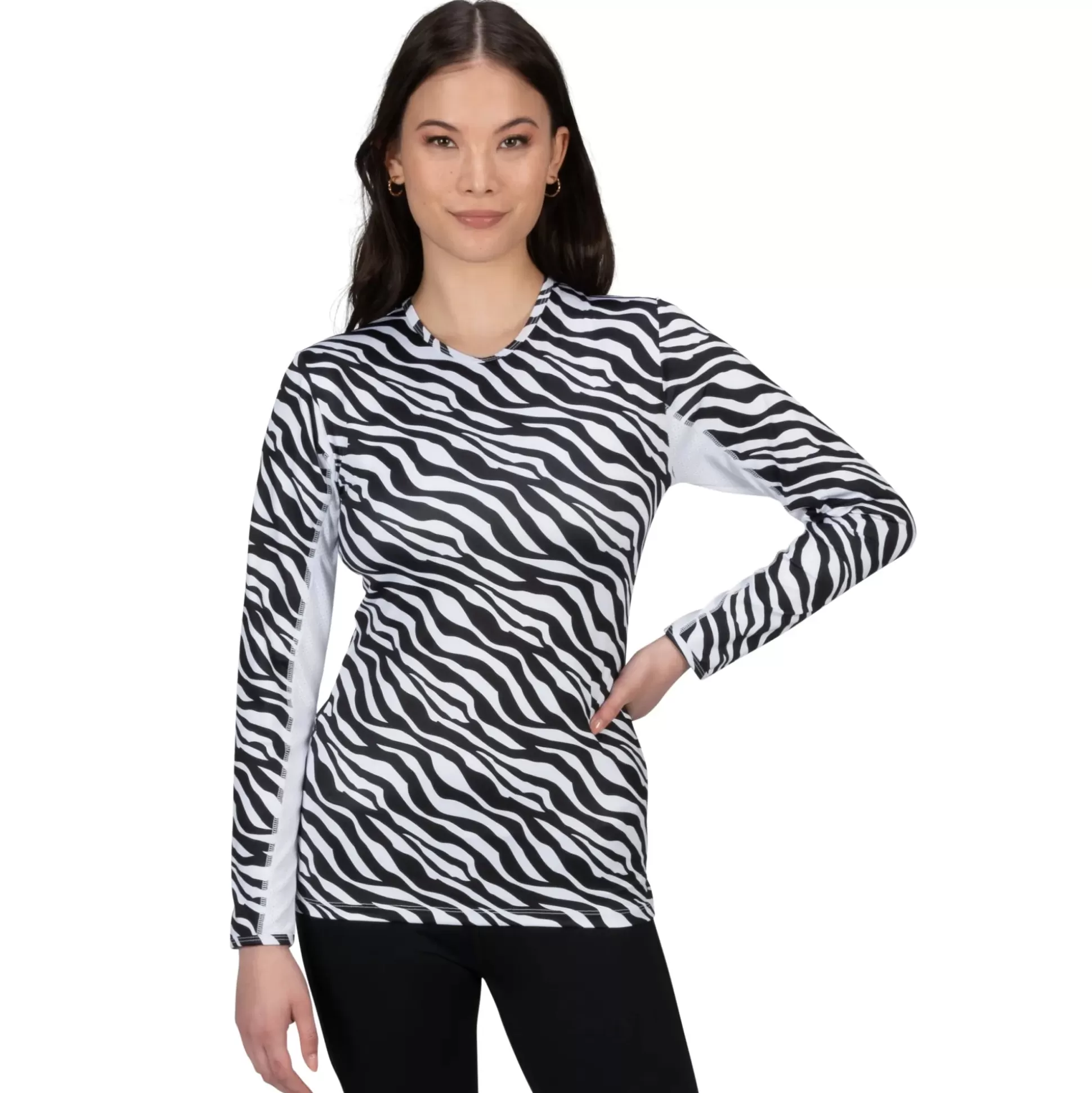 LONG SLEEVE^Nancy Lopez Aspiration Long Sleeve Roar Black / White (Roar Print)