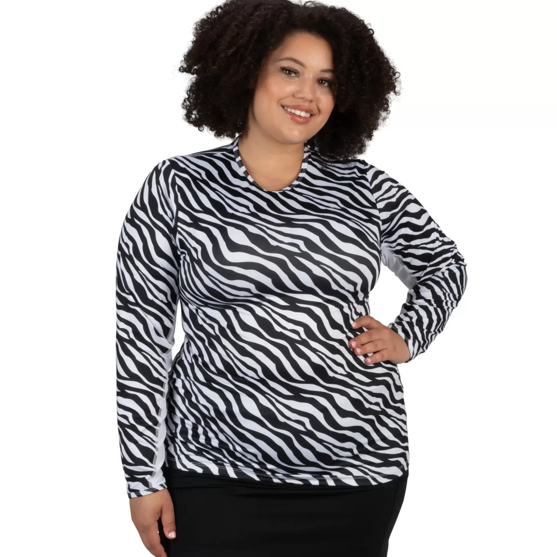 LONG SLEEVE^Nancy Lopez Aspiration Long Sleeve Roar Plus Black / White (Roar Print)