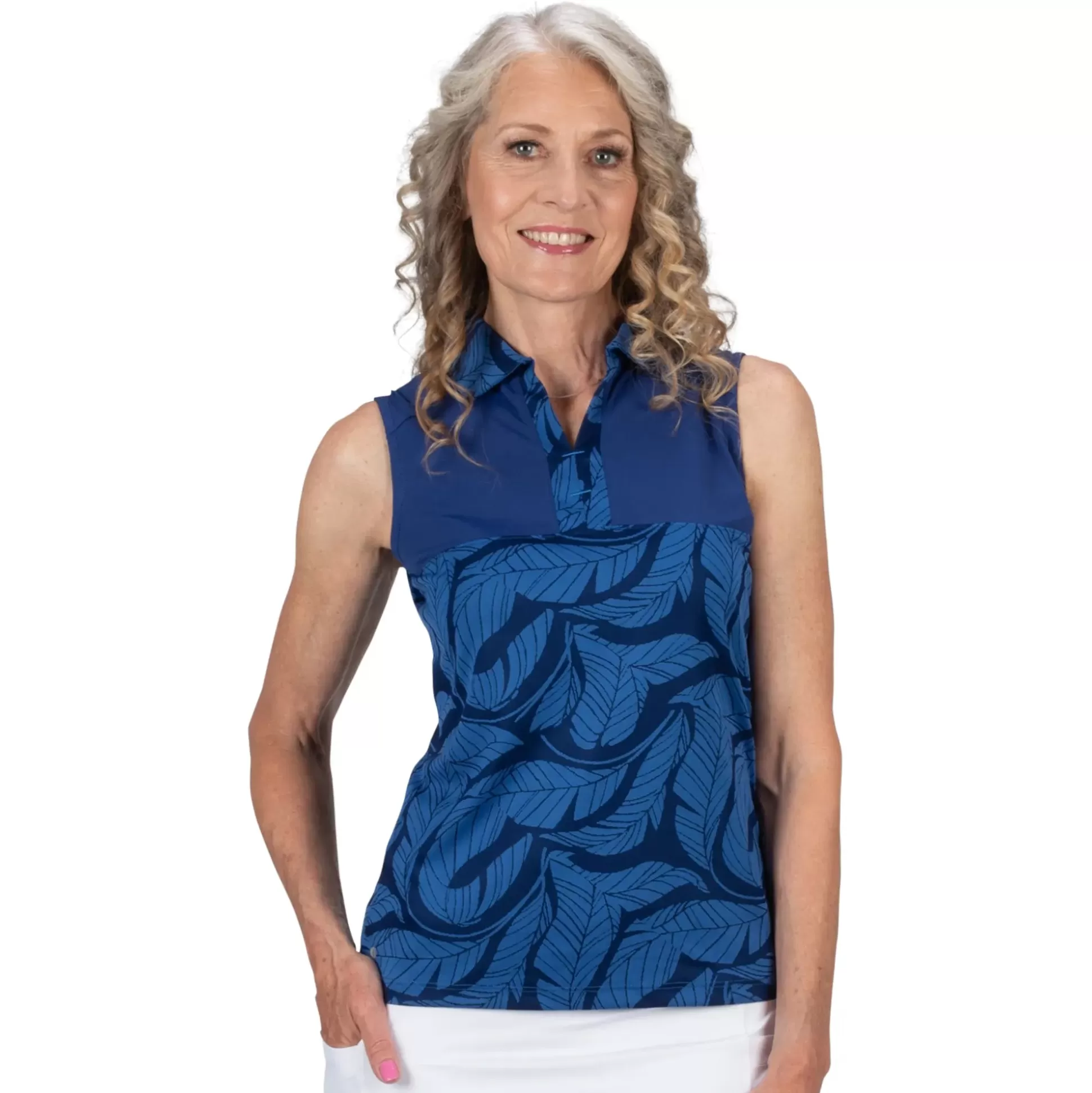 SLEEVELESS^Nancy Lopez Havana Sleeveless Polo Navy