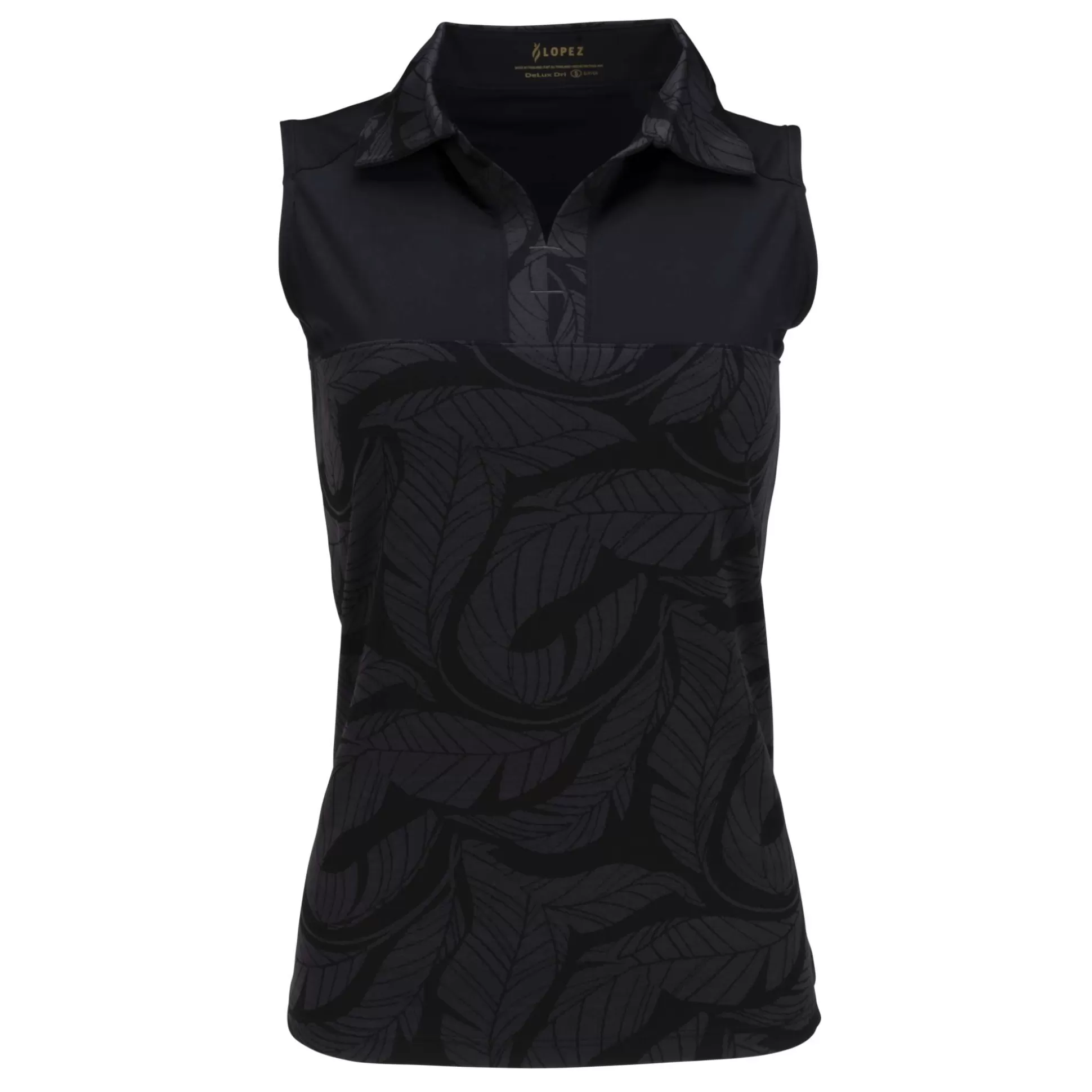 SLEEVELESS^Nancy Lopez Havana Sleeveless Polo Black Multi