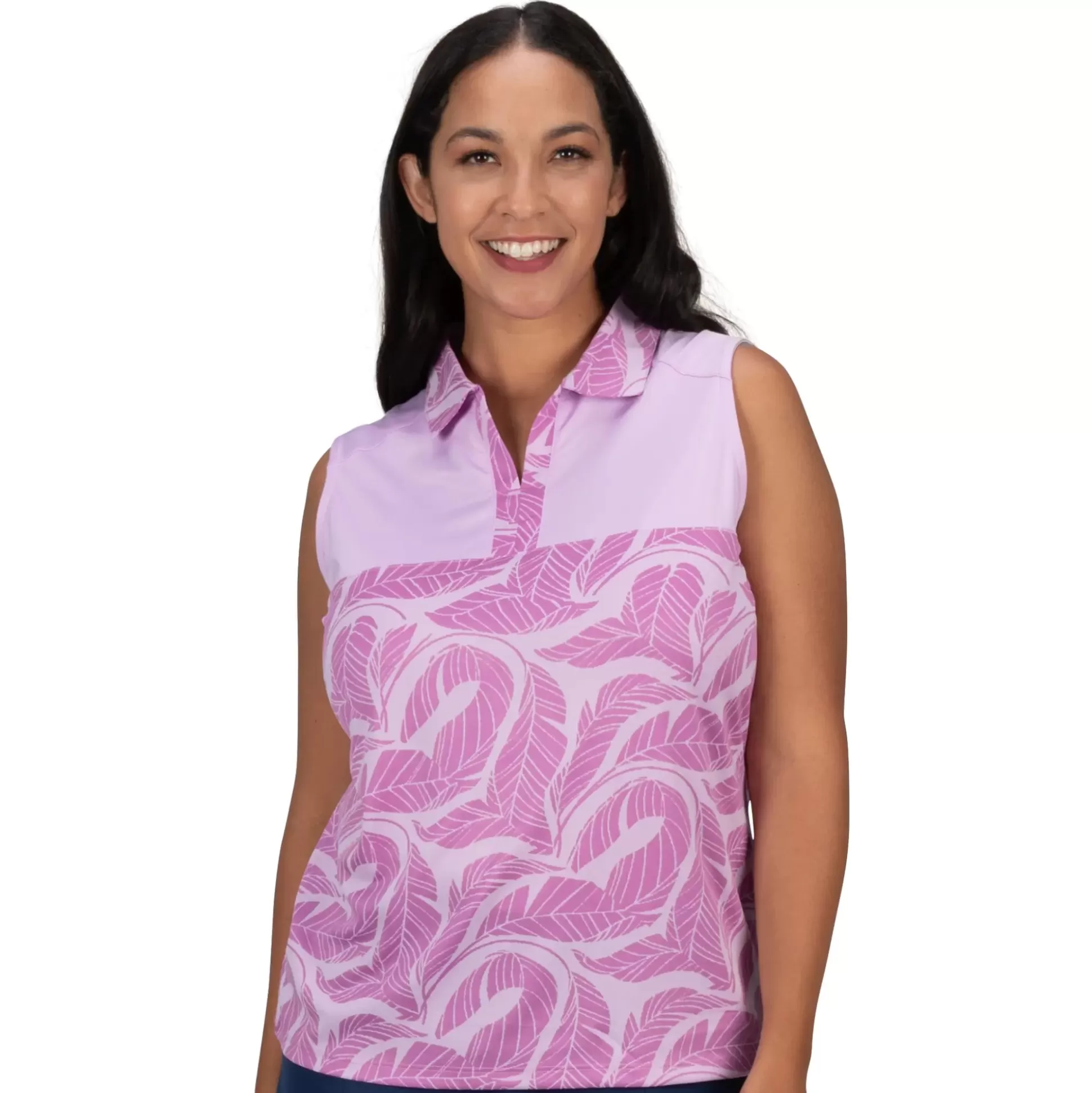 SLEEVELESS^Nancy Lopez Havana Sleeveless Polo Plus Lilac