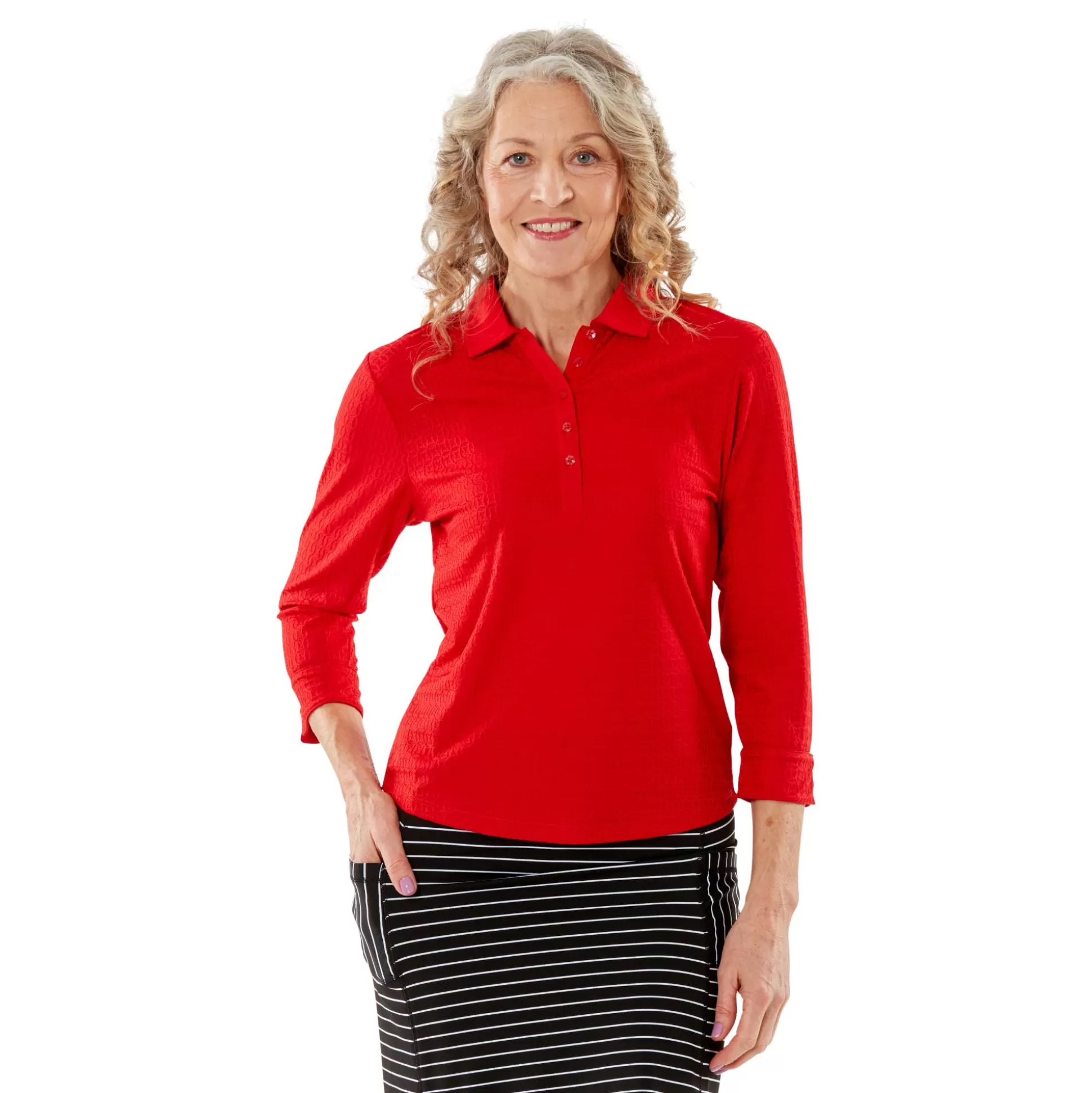 LONG SLEEVE^Nancy Lopez Journey 3/4 Sleeve Polo