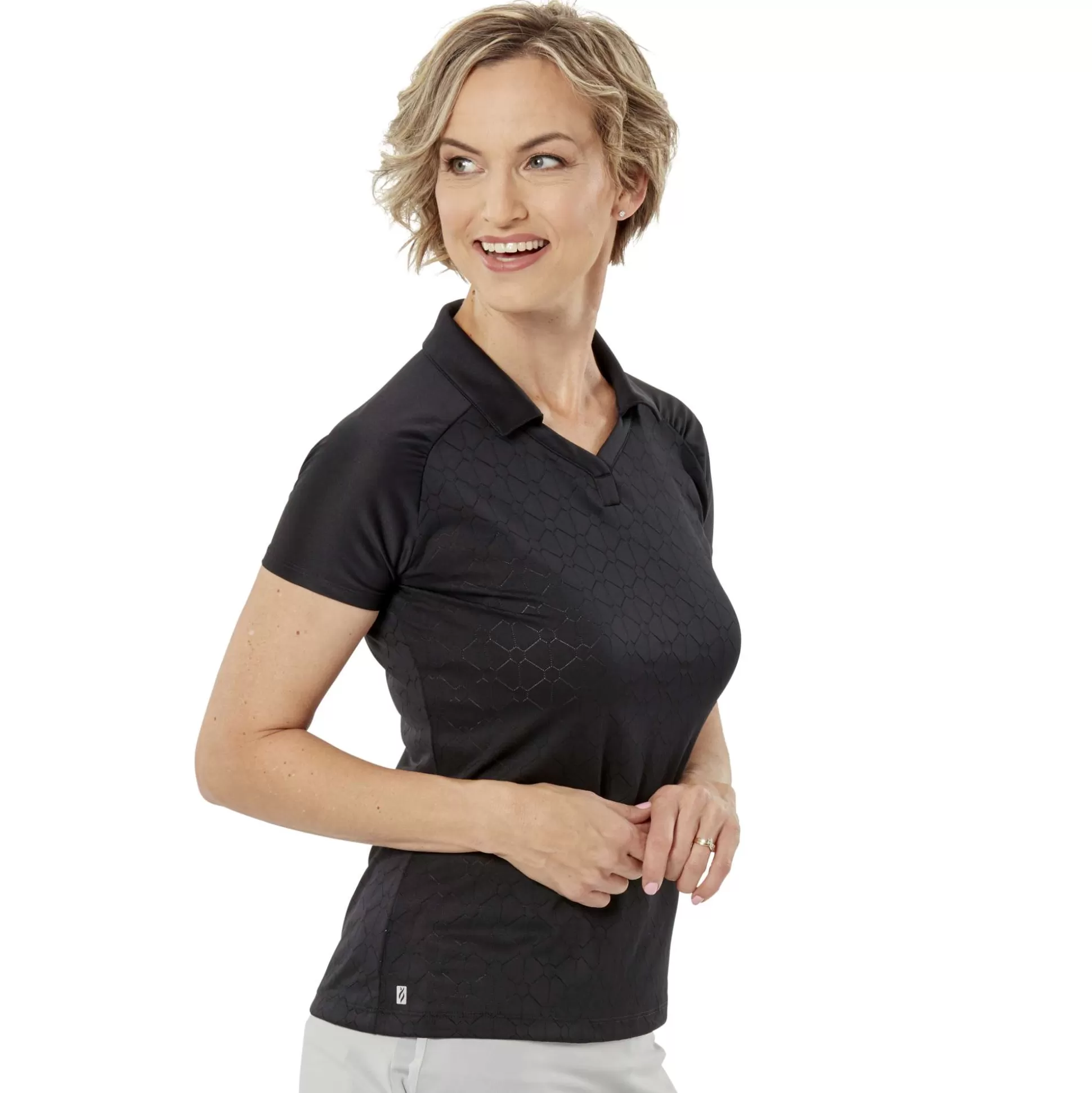 SHORT SLEEVE^Nancy Lopez Optic Short Sleeve Polo Black