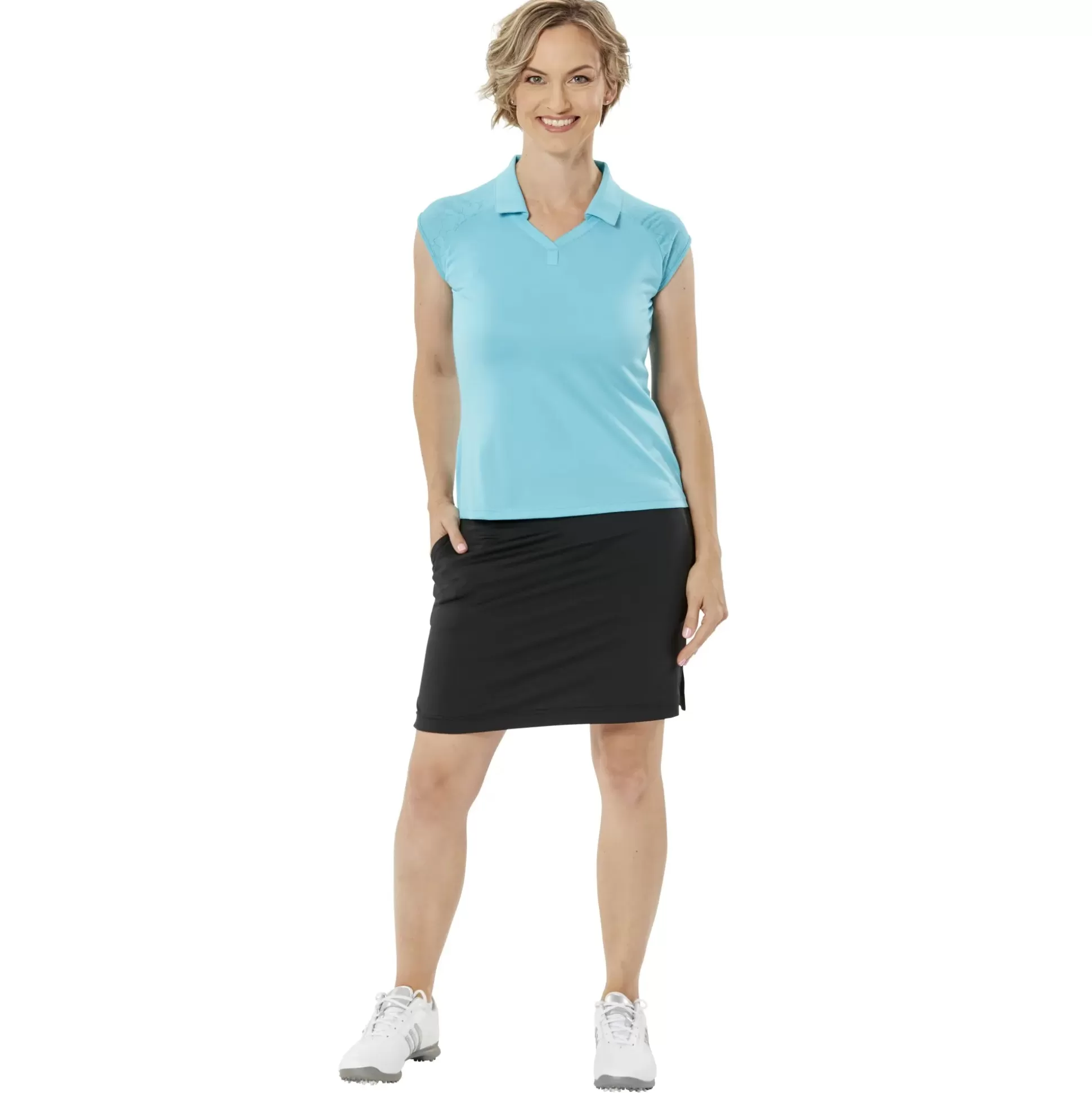 SLEEVELESS^Nancy Lopez Optic Sleeveless Polo Scuba