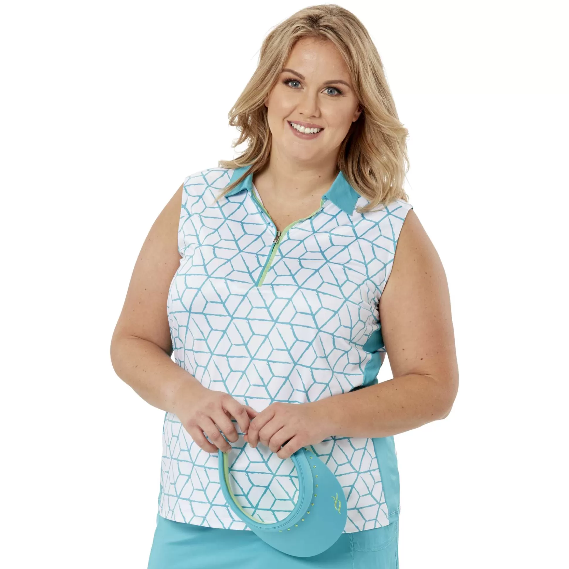 SLEEVELESS^Nancy Lopez Vixen Sleeveless Polo Teal Multi