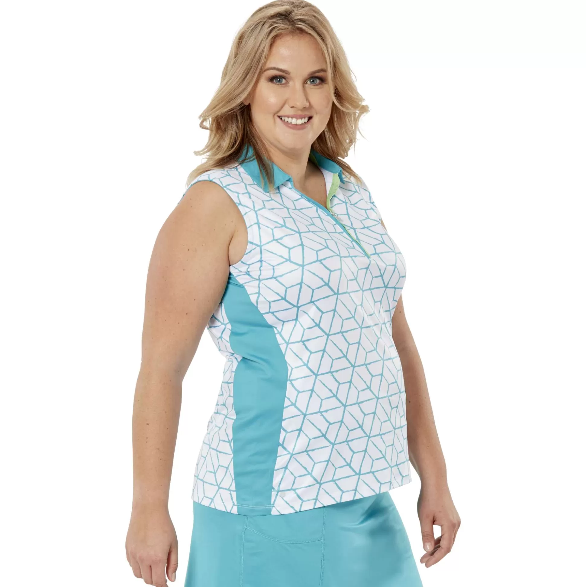 SLEEVELESS^Nancy Lopez Vixen Sleeveless Polo Teal Multi